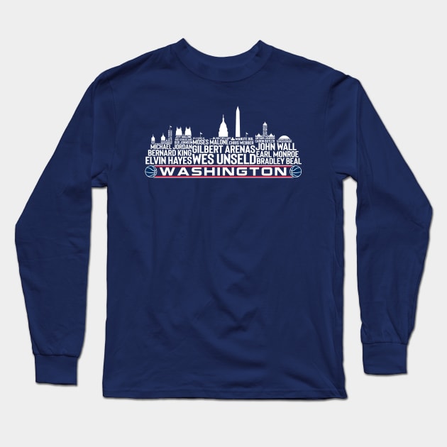 Washington State Basketball Team All Time Legends Washington D.C skyline Long Sleeve T-Shirt by Legend Skyline